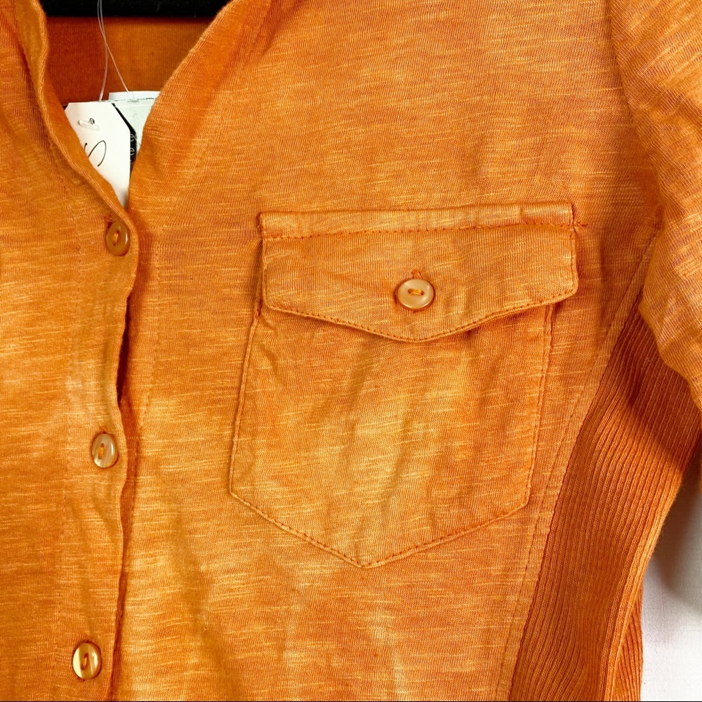 French Laundry Orange Tie Dye Button Up Knit Shirt Small NEW - Picture 3 of 7